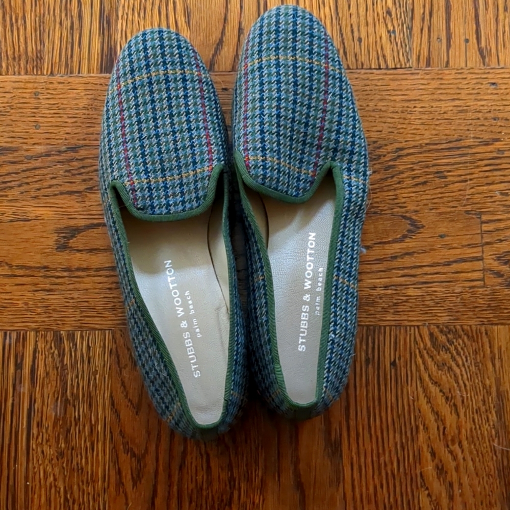Stubb's and Wootan size ten green plaid loafers